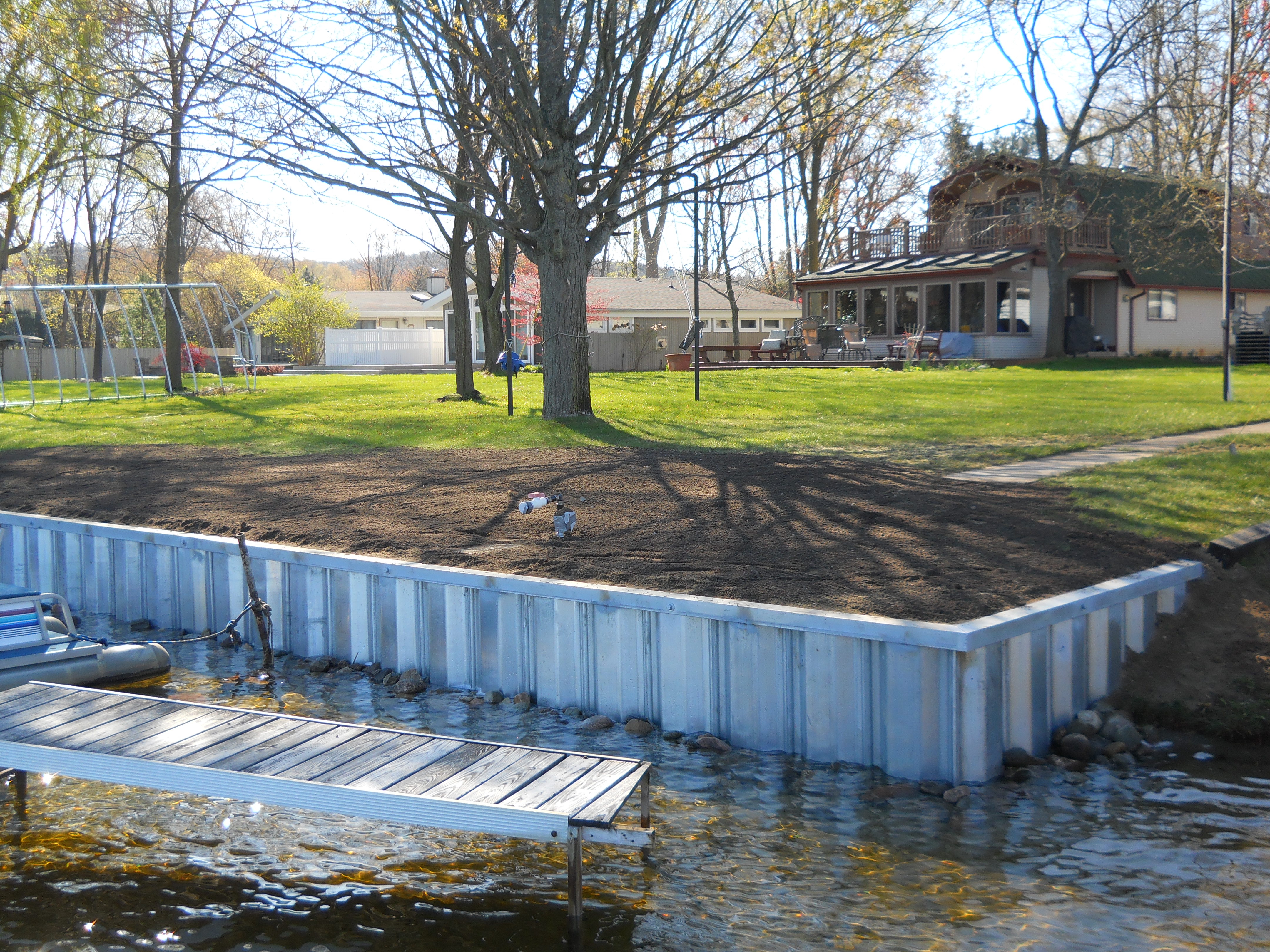 Steel Seawall Install on Portage Lake in Pinckney, MI