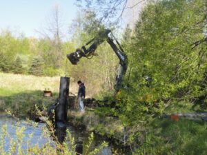 placing the pilings for a seawall