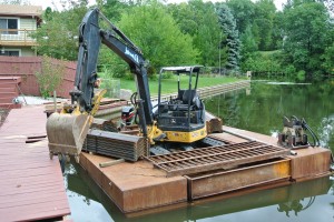 Excavator on a Barge_Grand River_Eaton County MI