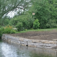 Rock Seawall along shores of Lake Sherwood