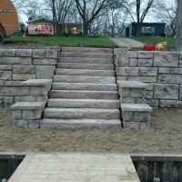 Redi-Rock Retaining wall on Hamburg Lake, Mi.