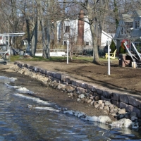 Ledge-rock Seawall on Portage Lake