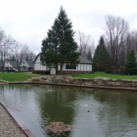 View of Lake Orion stone repair and Steel Seawall install