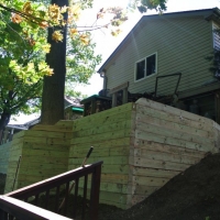 Wood Timber retaining wall for heavy slope
