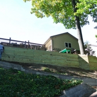 Belleville, MI "Hand crafted" wood retaining wall