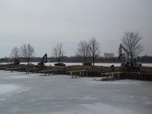 Steel Seawall installed in Oakland County, Waterford - Michigan - on Cass Lake. 