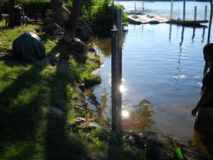 pilings for steel seawall installation_Hiland Lake_Livingston County_Michigan