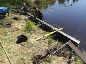 installing the anchors and tiebacks for the seawall