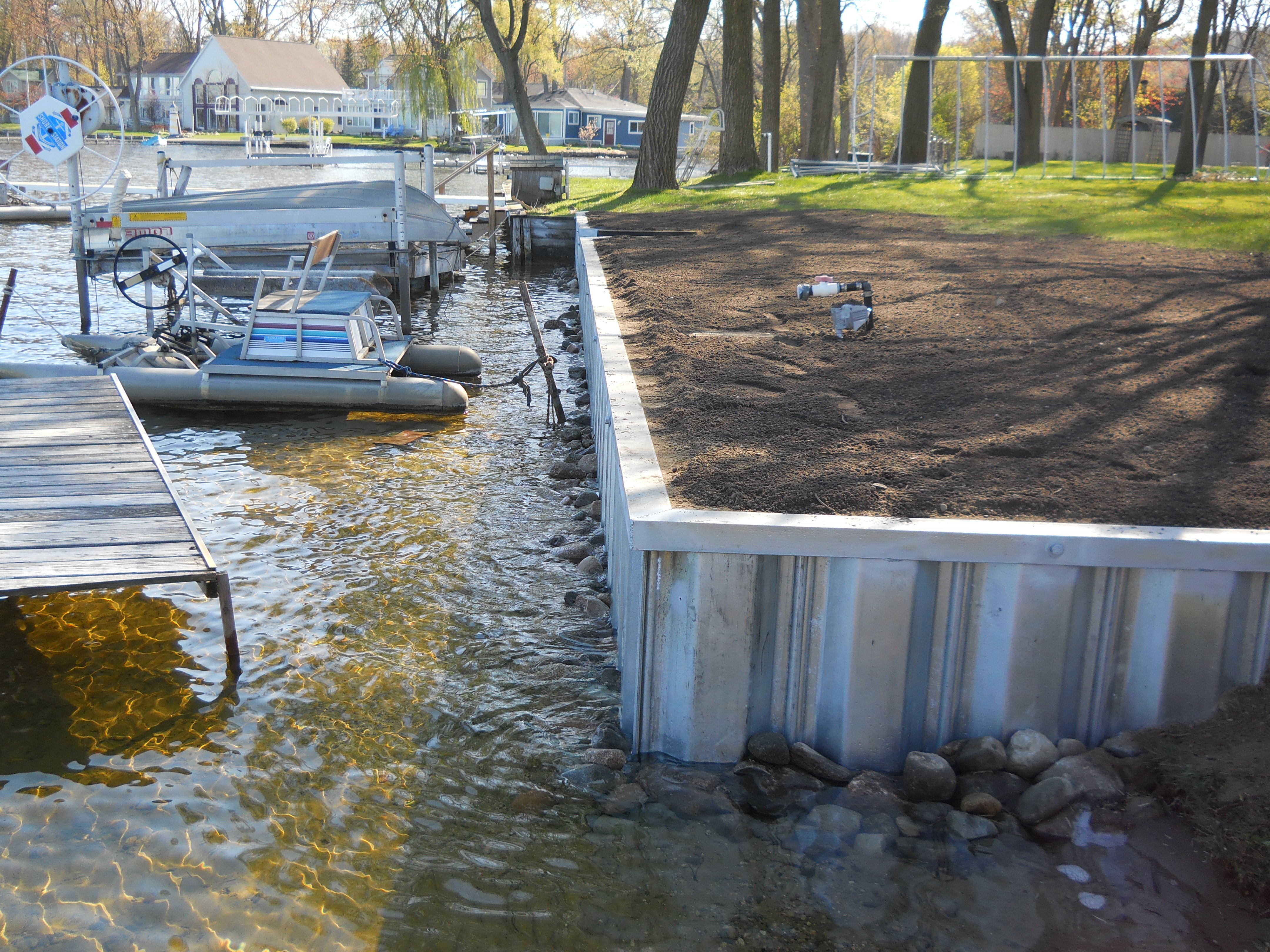 Steel Seawall Install On Portage Lake In Pinckney Mi