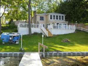 steel seawall and dock installed on Buck Lake in Livingston County