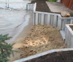 galvanized steel seawall on wolverine lake michigan