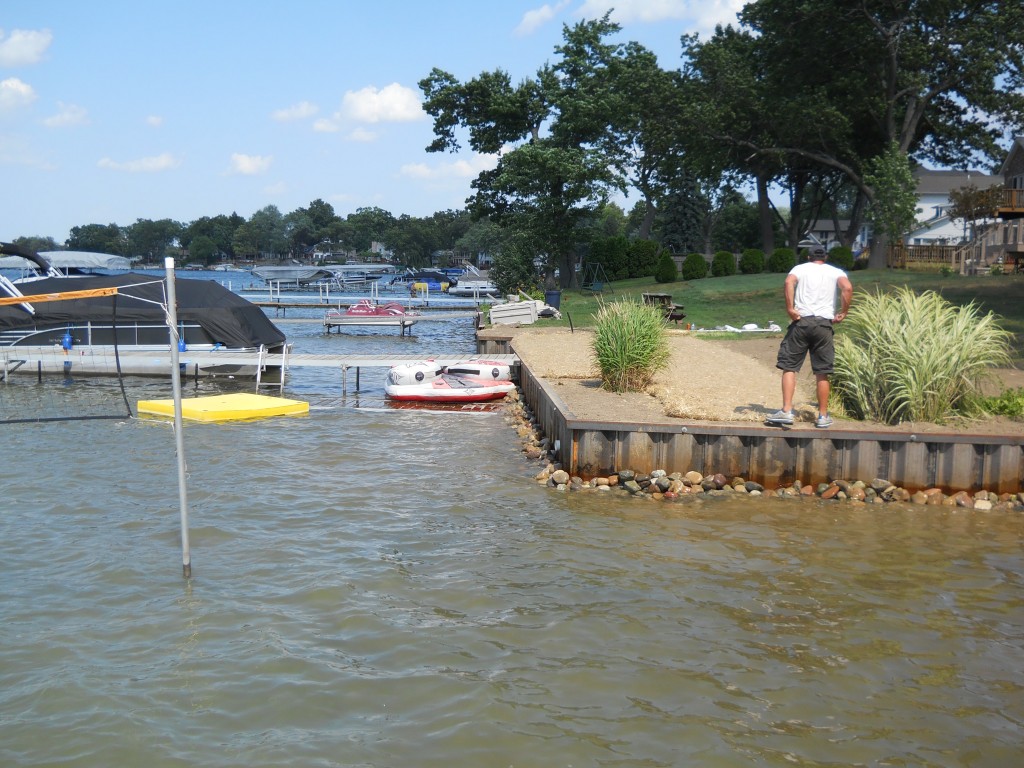 black steel seawall_Union Lake_Oakland County_MI