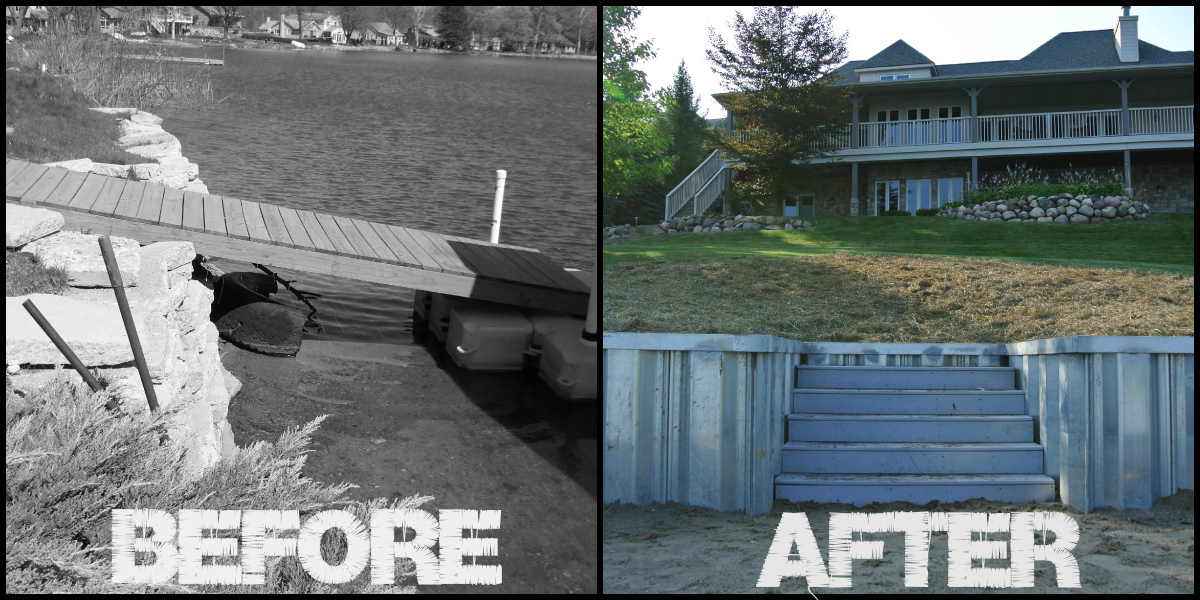 steel seawall and steps inlet_cavanaugh lake_chelsea michigan