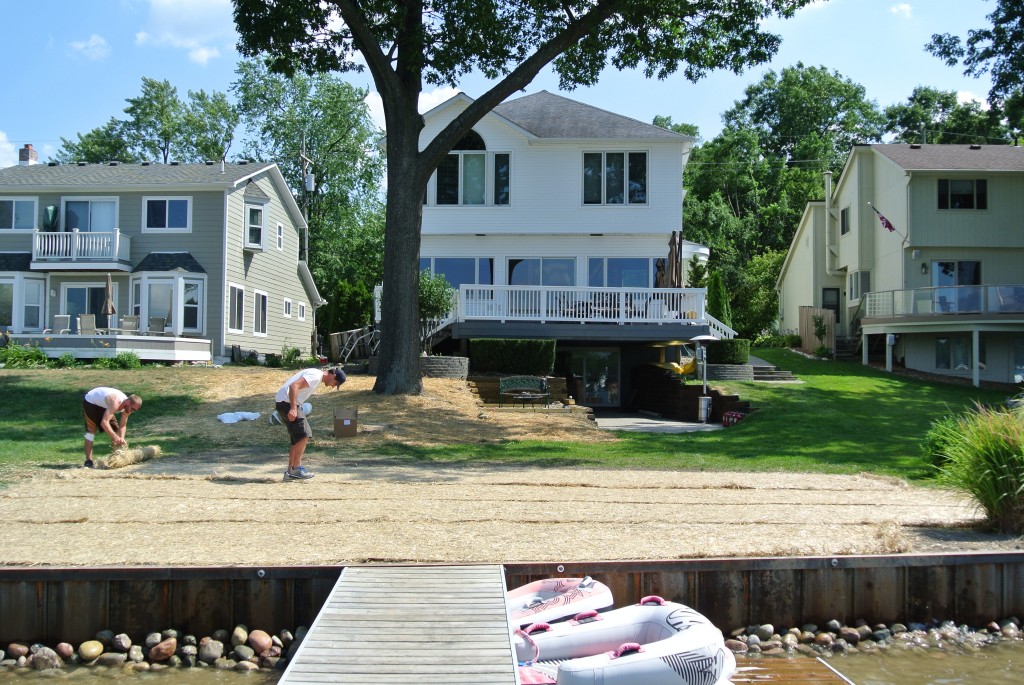 Putting the finishing touches on the black steel seawall project in West Bloomfield