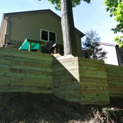 wood retaining wall on belleville lake