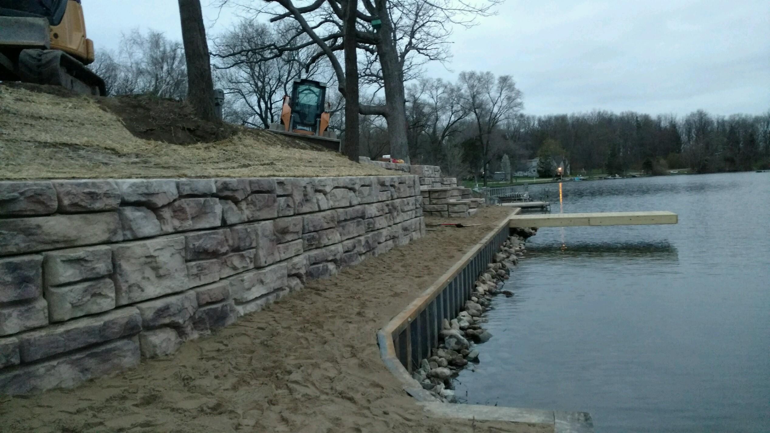 How to build a retaining wall on a lake